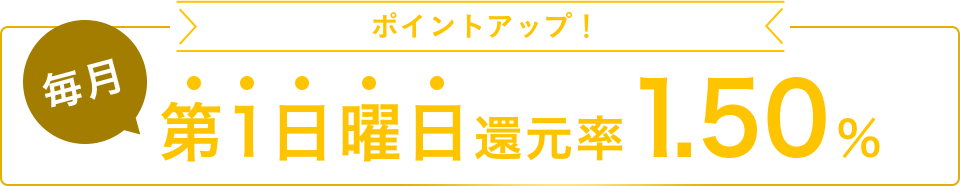 ポイントアップ! 毎月第1日曜日還元率1.50%