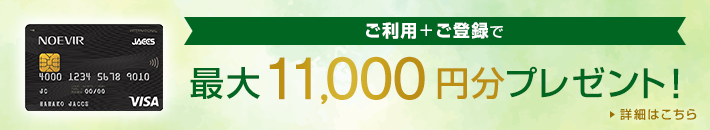 ご利用＋ご登録で最大11,000円分プレゼント！詳細はこちら