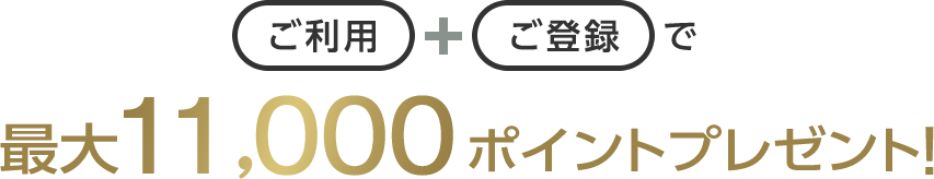 ご利用+ご登録で最大11,000ポイントプレゼント!