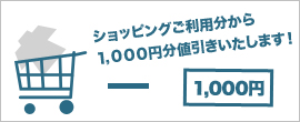 ショッピングご利用分から1,000円分値引きいたします！